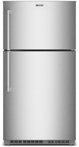 Maytag MRTX5121TZ 33-inch fingerprint resistant stainless steel top freezer refrigerator front view