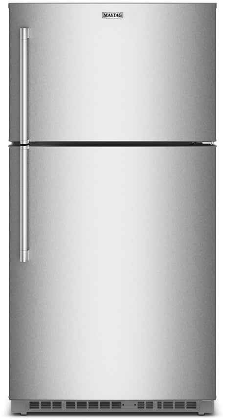 Maytag MRTX5121TZ 33-inch fingerprint resistant stainless steel top freezer refrigerator front view