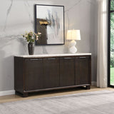 Edwyn - Server With Marble Top - Natural Marble Top & Espresso Finish