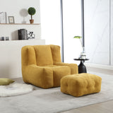Modern Indoor Fluffy Bean Bag Chair With Memory Foam And Ottoman, Super Soft