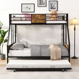 Modern Metal Bunk Bed With Side Ladders And Guardrail