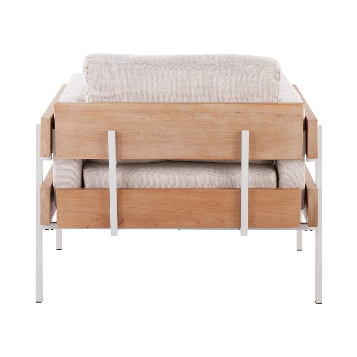 Kari - Farmhouse Accent Chair - White Metal, Natural Wood