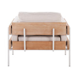 Kari - Farmhouse Accent Chair - White Metal, Natural Wood
