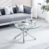 Modern Round Tempered Glass Table With Chrome Legs