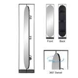 Full Length Standing Mirror, 360° Swivel Floor Mirror For Bedroom - Black