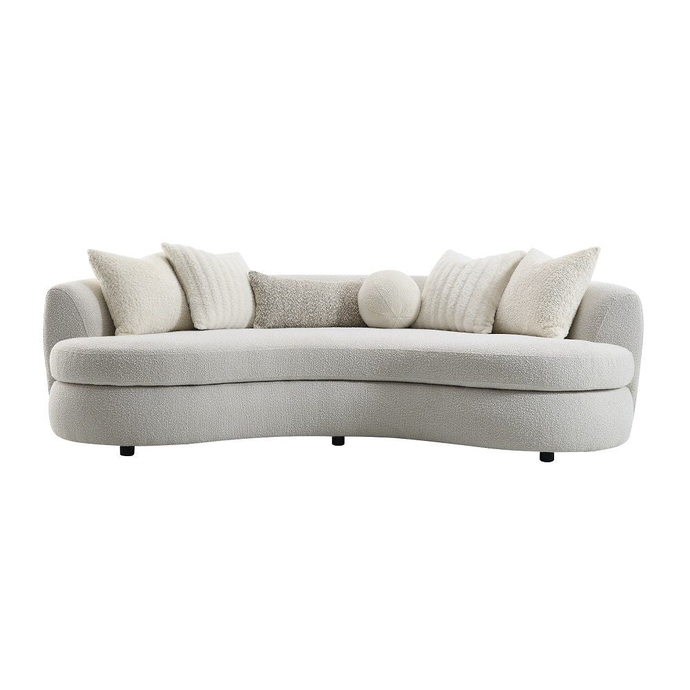 Iniko - Sofa With 6 Pillows - Beige Boucle