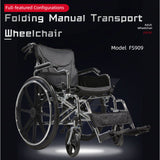 Lightweight Wheelchair Foldable For Adults, Manual Transport Chair With Double Brakes