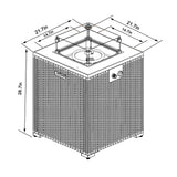 Propane Gas Square Fire Pit, Tile Tabletop With Beautiful Wicker Base For Outside