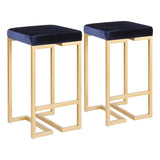Midas - Contemporary - Glam Counter Stool (Set of 2) - Gold With Blue Velvet Cushion