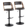 Cecina - Adjustable Barstool With Swivel And Rounded T Footrest (Set of 2) - Black Metal, Cherry Wood