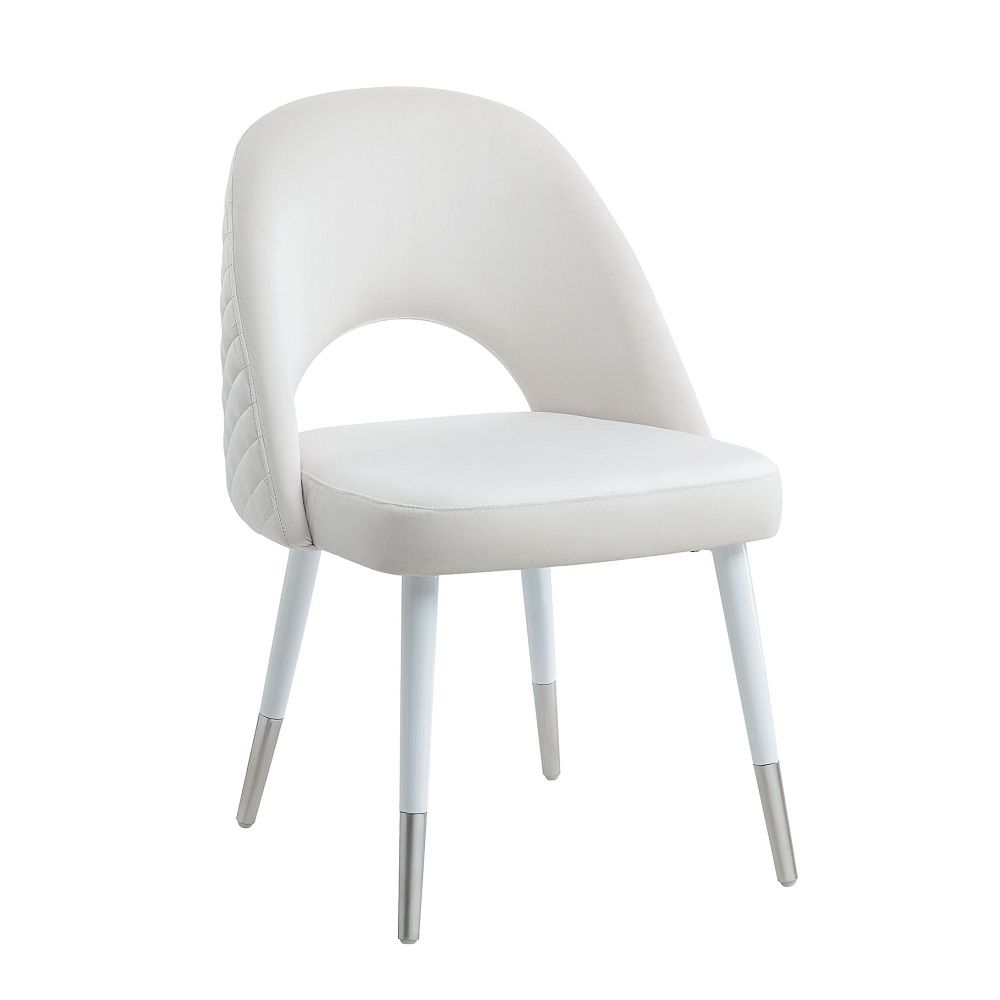Zemirah - Side Chair Set of 2) - White Velvet & White Gloss