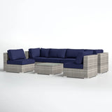 Seating Set With Cushions Handcrafted Wicker Design