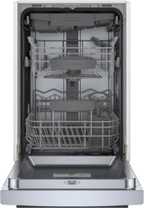 Bosch SPE68C75UC door open with racks pushed in