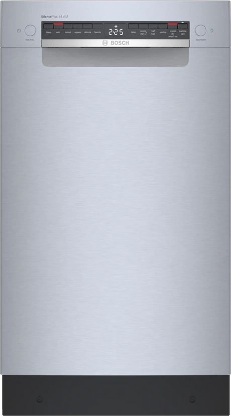 Bosch SPE68C75UC 18 inch dishwasher front facing stainless steel