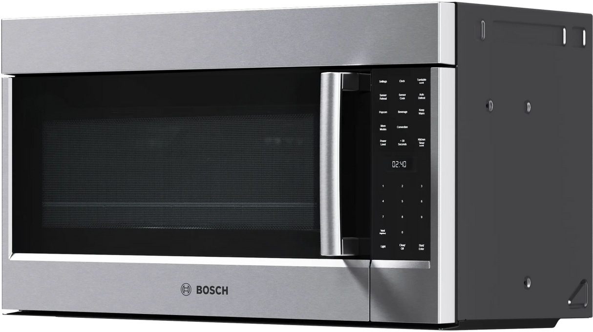 Bosch HMV8054U over-the-range microwave right angle view