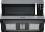 Bosch HMV8054U over-the-range microwave down angle view