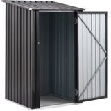 Outdoor Storage Shed, Metal Steel Garden Shed With Single Lockable Door, Small Shed Outdoor Steel Utility Tool Shed For Backyard Patio Garden Lawn - Black