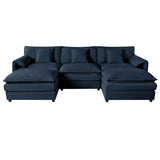 Modern Comfy Deep Seat Modular Sectional Sofa Cloud Couch With Ottoman