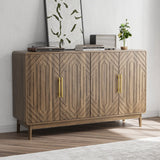 Sideboard Buffet Cabinet With Carved Doors And Adjustable Layer Board