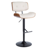 Lombardi - Mid Century Modern Adjustable Barstool With Swivel With Straight T Footrest (Set of 3)