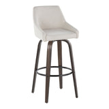 Hannah - 30" Fixed-Height Barstool With Swivel And Round Black Metal Footrest (Set of 2) - Walnut Glazed Wood
