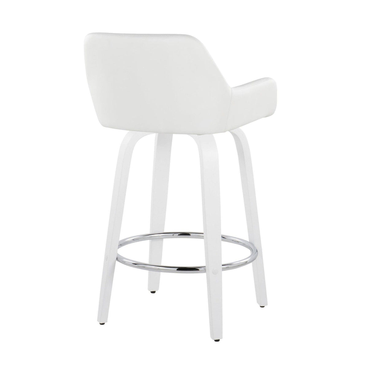 Cinch - Contemporary Fixed-Height Swivel Counter Stool (Set of 2) - White Wood And Round Footrest