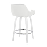 Cinch - Contemporary Fixed-Height Swivel Counter Stool (Set of 2) - White Wood And Round Footrest
