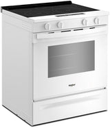 Whirlpool WSES3330TW white slide-in electric range cooktop detail