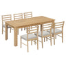7 Piece Dining Set With Extendable Table, 2 Drawers & 6 Upholstered Chairs