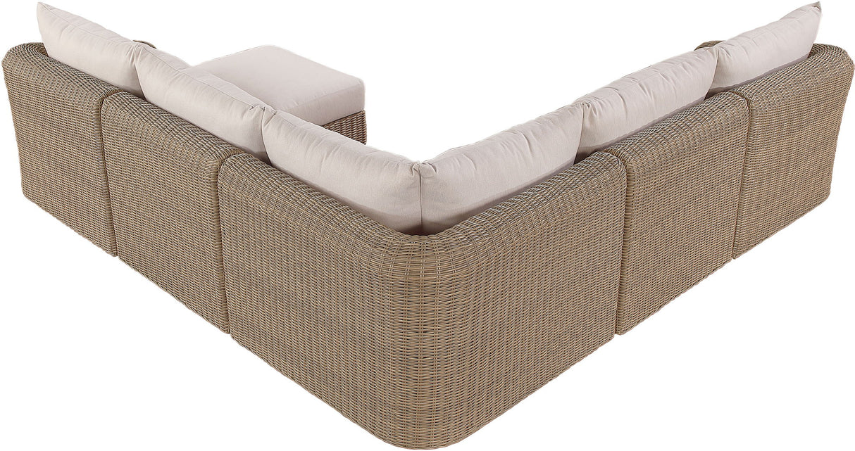 Seacrest - Olefin Water Resistant Fabric And Wicker 6 Piece Outdoor Patio Modular Sectional