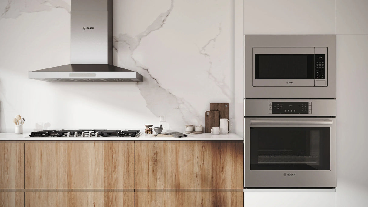 Bosch HMB30155UC built-in microwave oven installed in modern kitchen