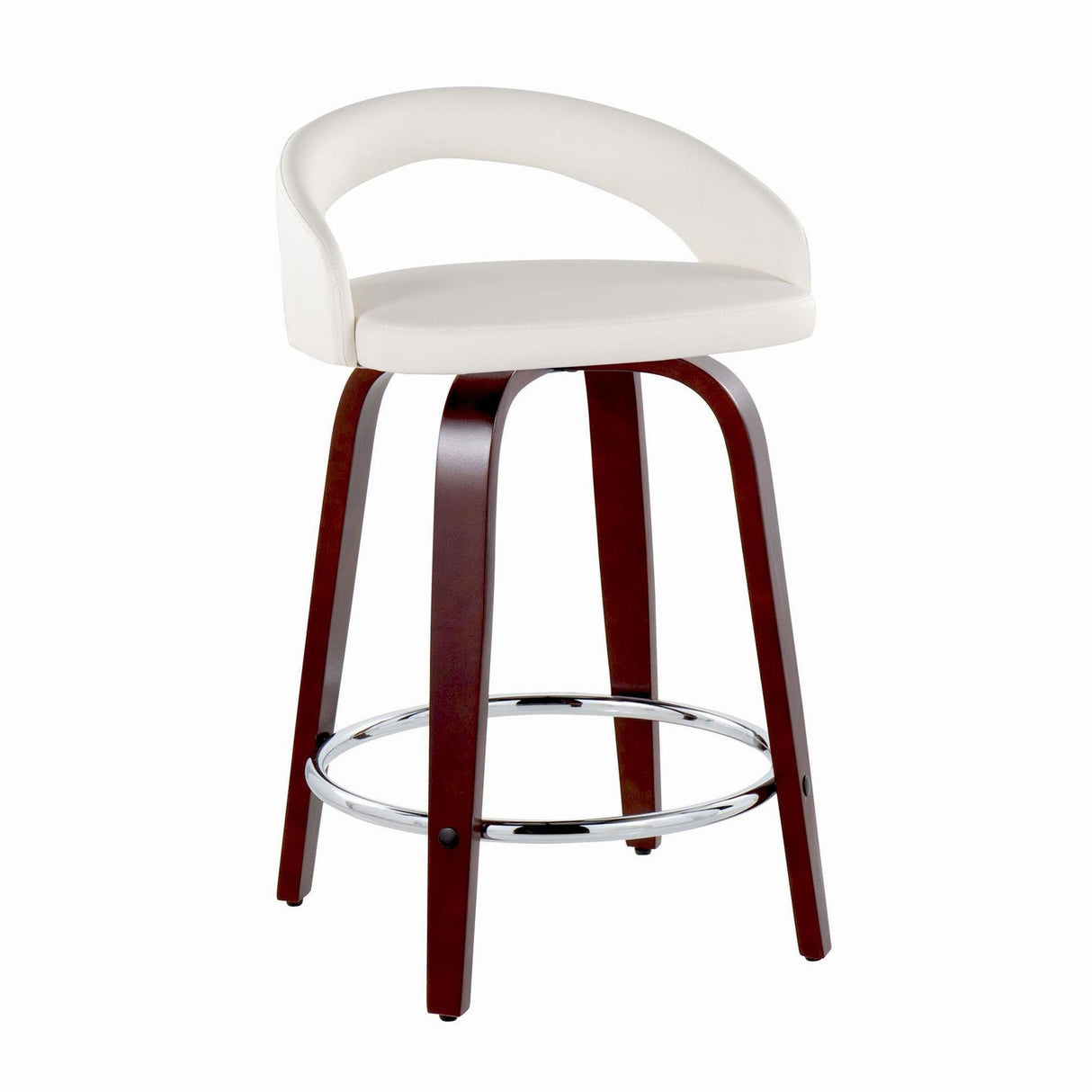 Grotto - Upholstered Fixed-Height Counter Stool With Mahogany Wood Base (Set of 2)