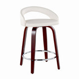 Grotto - Upholstered Fixed-Height Counter Stool With Mahogany Wood Base (Set of 2)