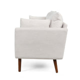 Diaphanous - Upholstered 3 Seater Sofa With 2 Accent Pillows And Wood Legs