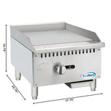 18 in. Natural Gas 1-Burner Griddle with 30,000 BTU in Stainless-Steel (KM-GG1-18M)