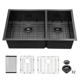 Modern Double Bowl Undermount Kitchen Sink 50 / 50 Design Stainless Steel