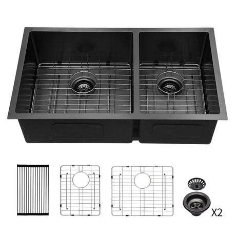 Modern Double Bowl Undermount Kitchen Sink 50 / 50 Design Stainless Steel