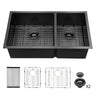 Modern Double Bowl Undermount Kitchen Sink 50 / 50 Design Stainless Steel