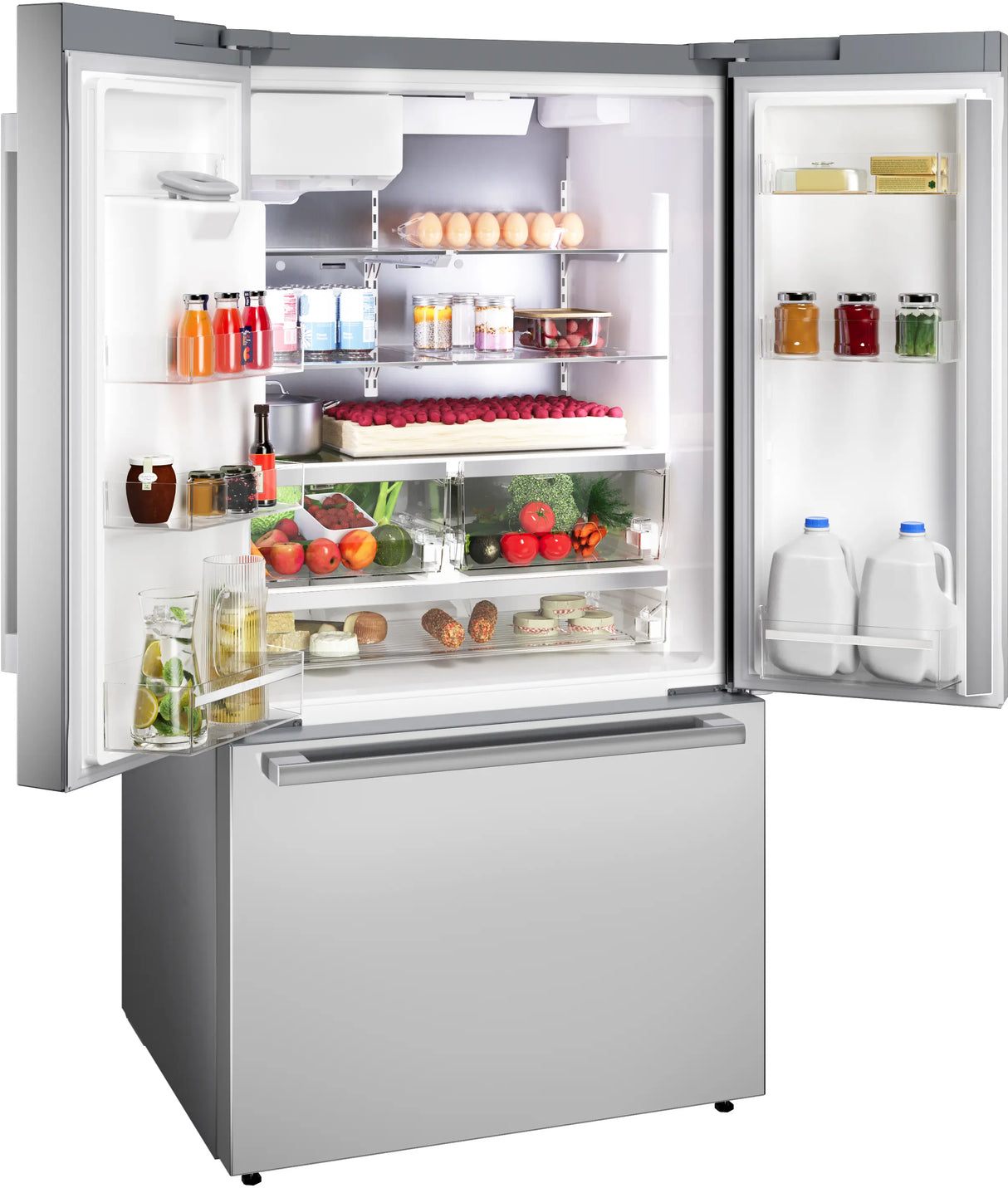 Bosch B36FD52SNS right angle doors open with food