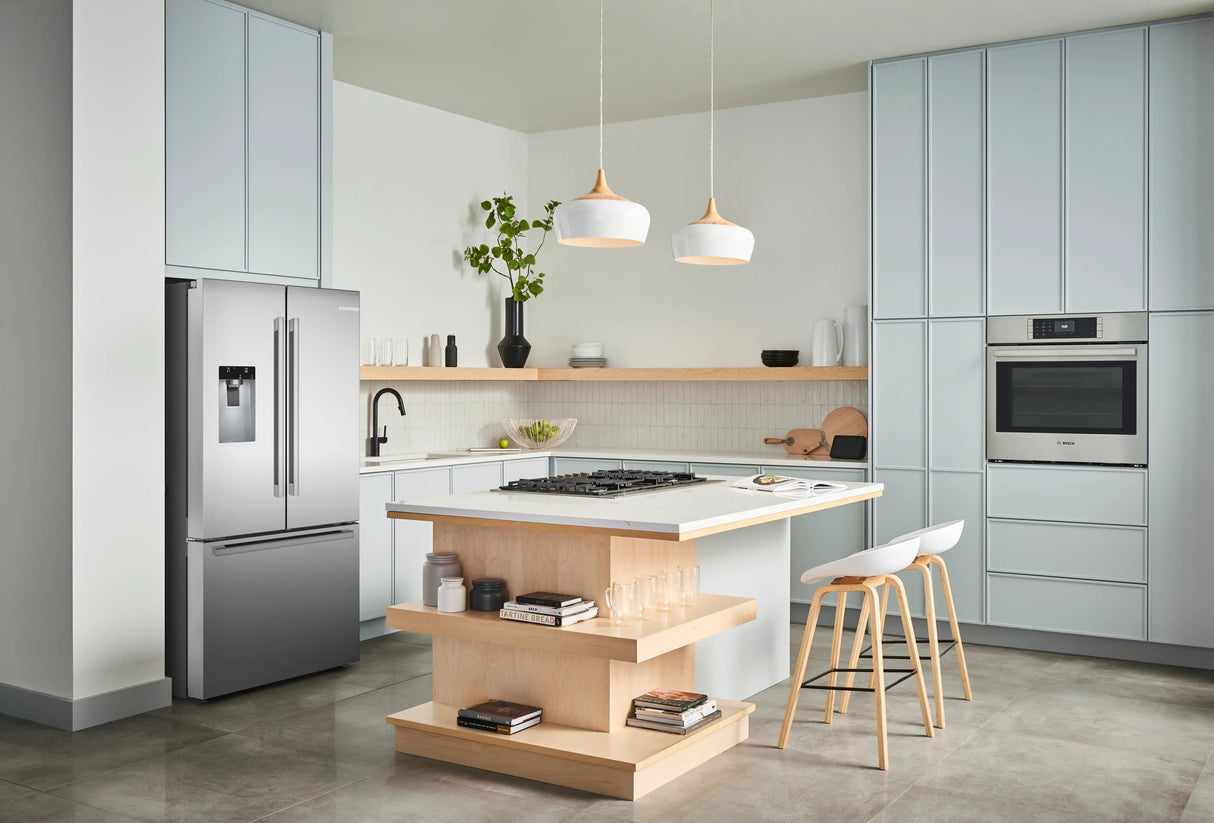 Bosch B36FD52SNS refrigerator in full kitchen setting