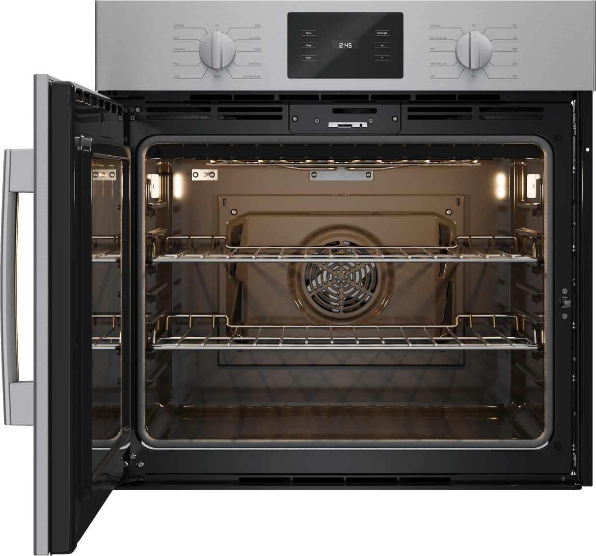 Bosch HBL5455LUC wall oven with left side opening door open