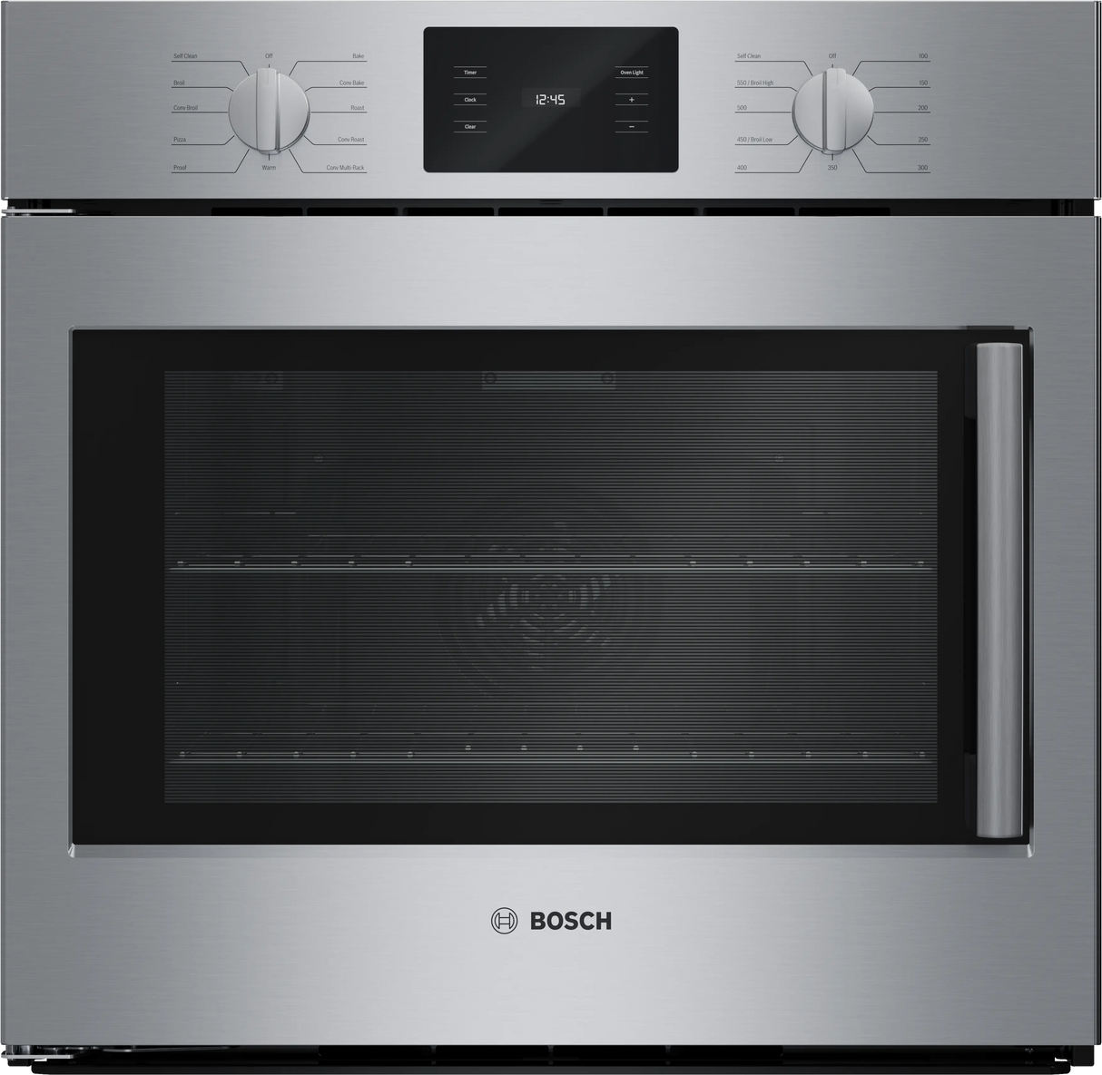 Bosch HBL5455LUC 30 inch single wall oven front view stainless steel