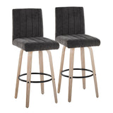 Hannah - 30" Fixed-Height Barstool With Swivel And Round Black Metal Footrest (Set of 2) - Whitewashed Wood