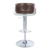 Brancaster - 41" Adjustable Stool With Swivel - Vintage Brown Top Grain Leather & Aluminum