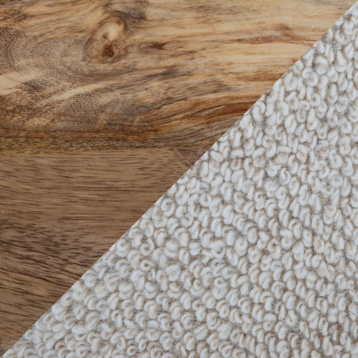 Tahoe - Wood Ottoman - Beige Wool, Mango Wood