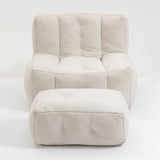 Modern Indoor Fluffy Bean Bag Chair With Memory Foam And Ottoman, Super Soft