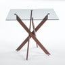 Dining Table With Cross Metal Leg And Tempered Glass, Modern Space Saving Kitchen Table For Living Room Legs, Square Table