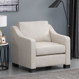 Nightowl - Upholstered Club Chair With Sloped Arms And Wood Legs - Beige