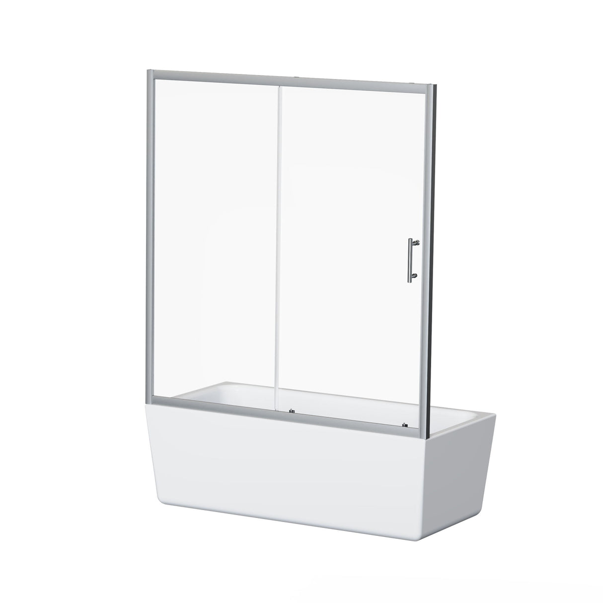 Single Sliding Shower Door For Bathtub With And Handle - Chrome