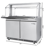 48 in. Commercial Refrigerated Prep Station with Sneeze Guard and Buffet Slide, 9-Pan Capacity (Not Included) with Covers and Two Adjustable Shelves in Stainless-Steel, ETL Listed (KM-RBT-48CSFG)